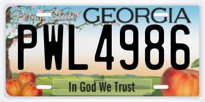 GA license plate PWL4986