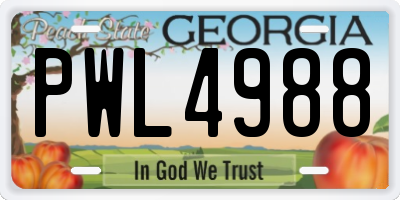 GA license plate PWL4988