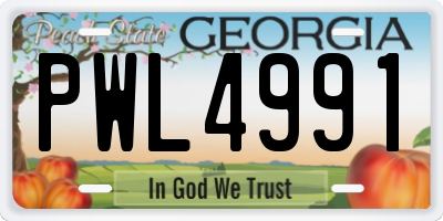 GA license plate PWL4991