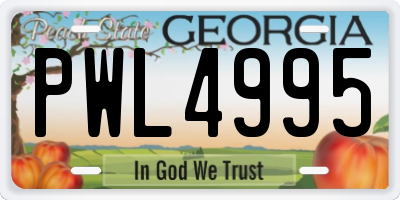 GA license plate PWL4995