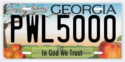 GA license plate PWL5000