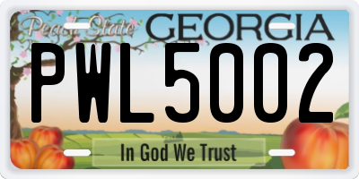 GA license plate PWL5002