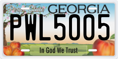 GA license plate PWL5005