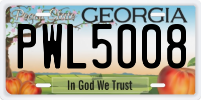 GA license plate PWL5008
