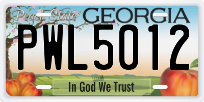 GA license plate PWL5012