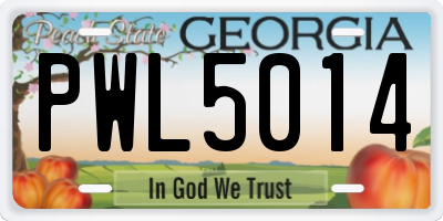 GA license plate PWL5014