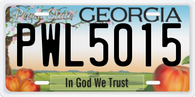 GA license plate PWL5015