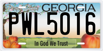 GA license plate PWL5016