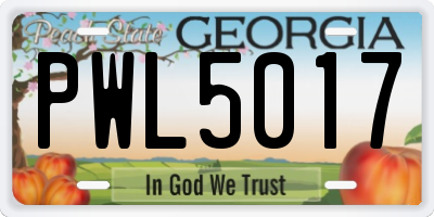 GA license plate PWL5017