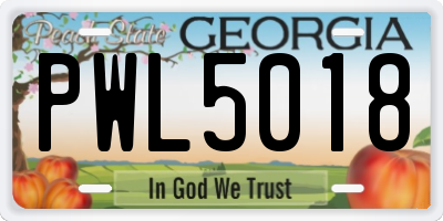 GA license plate PWL5018