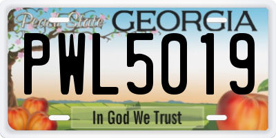 GA license plate PWL5019
