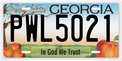 GA license plate PWL5021