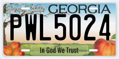 GA license plate PWL5024
