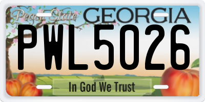 GA license plate PWL5026