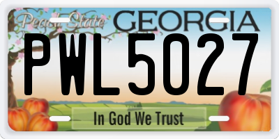 GA license plate PWL5027