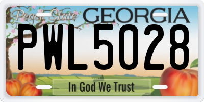 GA license plate PWL5028