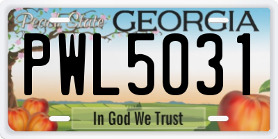 GA license plate PWL5031