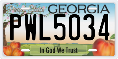 GA license plate PWL5034