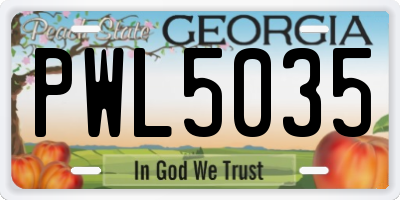 GA license plate PWL5035