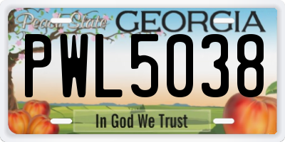 GA license plate PWL5038