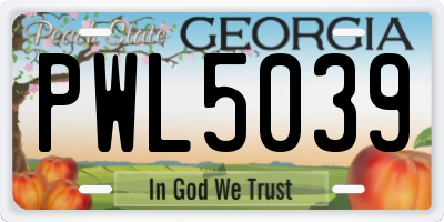 GA license plate PWL5039
