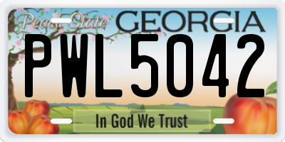 GA license plate PWL5042