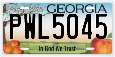 GA license plate PWL5045