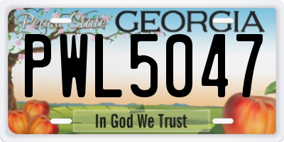 GA license plate PWL5047
