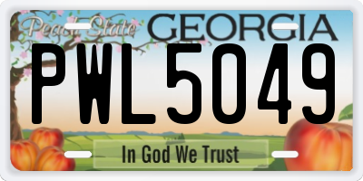 GA license plate PWL5049