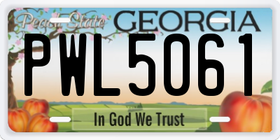 GA license plate PWL5061