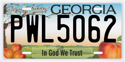 GA license plate PWL5062