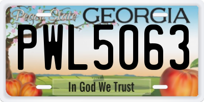 GA license plate PWL5063
