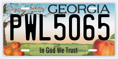 GA license plate PWL5065