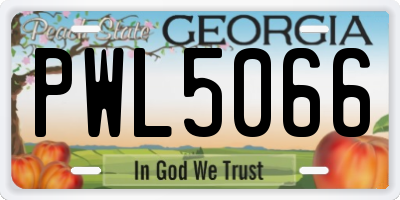 GA license plate PWL5066