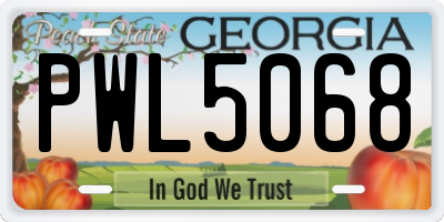 GA license plate PWL5068