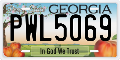 GA license plate PWL5069