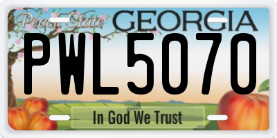 GA license plate PWL5070