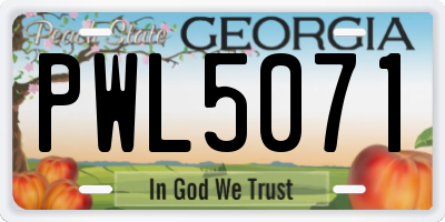 GA license plate PWL5071
