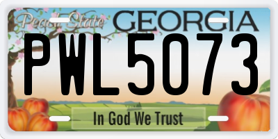 GA license plate PWL5073