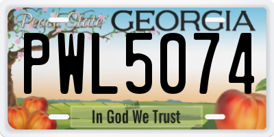 GA license plate PWL5074