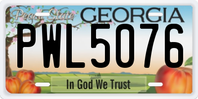 GA license plate PWL5076