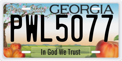 GA license plate PWL5077