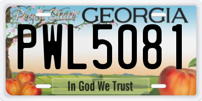 GA license plate PWL5081