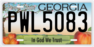 GA license plate PWL5083