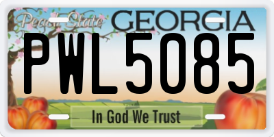 GA license plate PWL5085