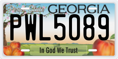 GA license plate PWL5089