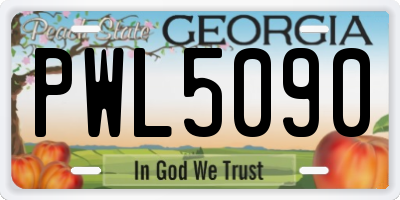 GA license plate PWL5090