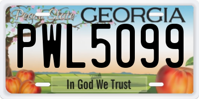 GA license plate PWL5099