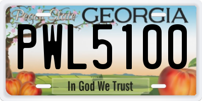 GA license plate PWL5100
