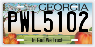 GA license plate PWL5102